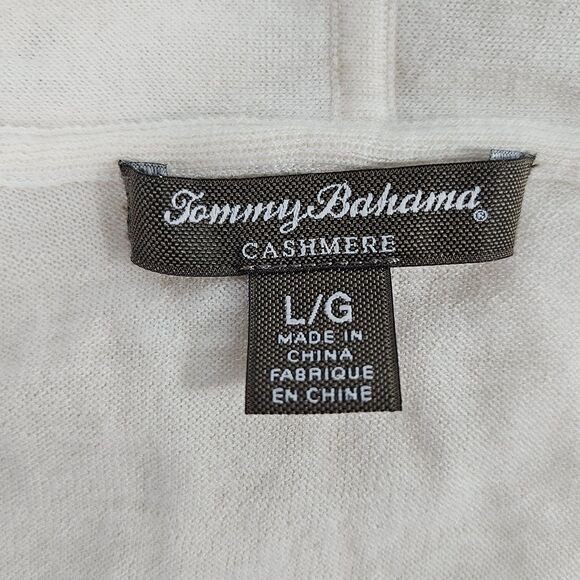 Tommy Bahama Lightweight 100% Cashmere Open Front Cardigan Sweater Sz L Cream - Picture 3 of 6